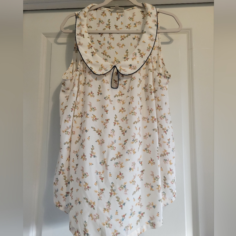 Modcloth 1X Vintage Floral Tank with Peter Pan Collar